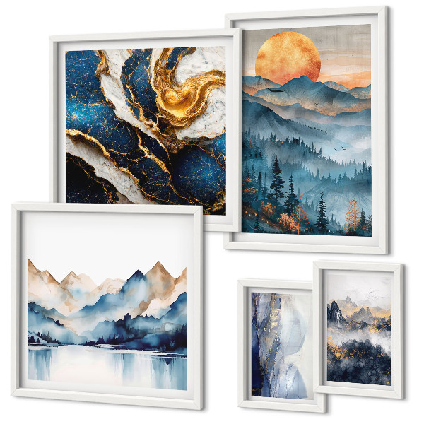 Set of 5 wall art pieces Mountain landscapes west