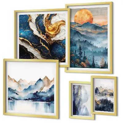 Mountain landscape wall art set of 5 pieces