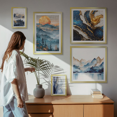 Set of 5 wall art pieces Mountain landscapes west