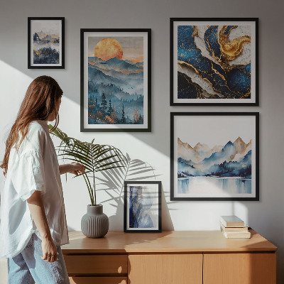 Set of 5 wall art pieces Mountain landscapes west
