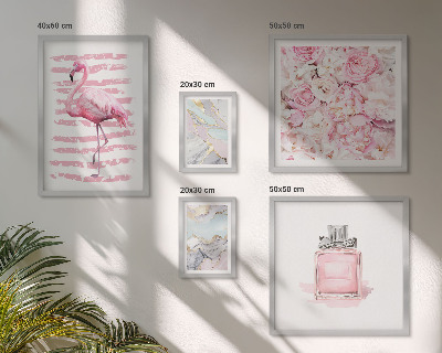 Gallery wall Stylish pink accents with flamingo flowers