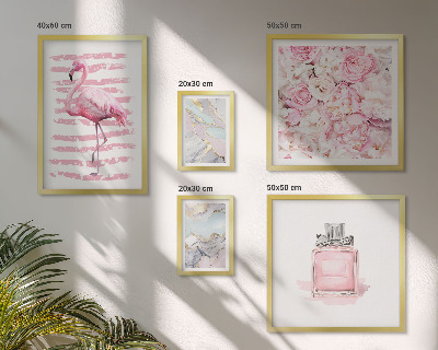 Gallery wall Stylish pink accents with flamingo flowers