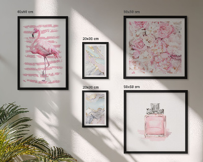 Gallery wall Stylish pink accents with flamingo flowers