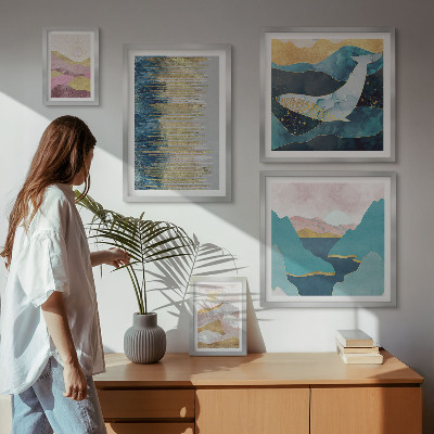 Framed photo set Abstract mountains modern sea