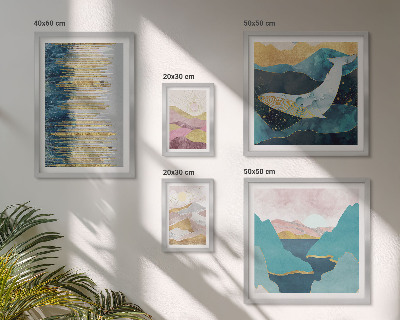 Framed photo set Abstract mountains modern sea