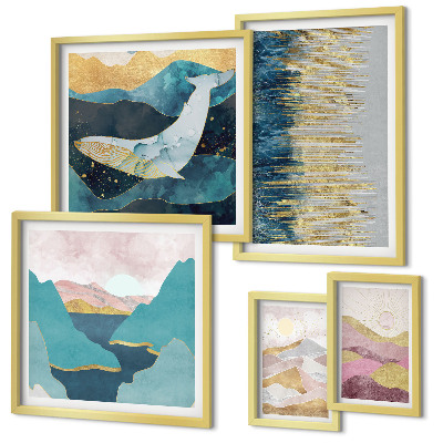 Framed photo set Abstract mountains modern sea