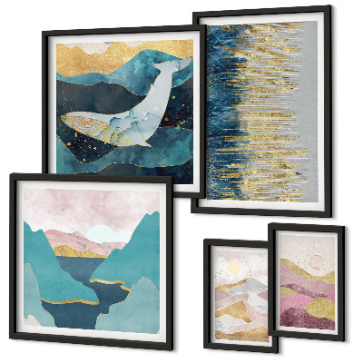 Framed photo set Abstract mountains modern sea