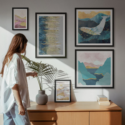 Framed photo set Abstract mountains modern sea