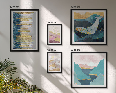 Framed photo set Abstract mountains modern sea
