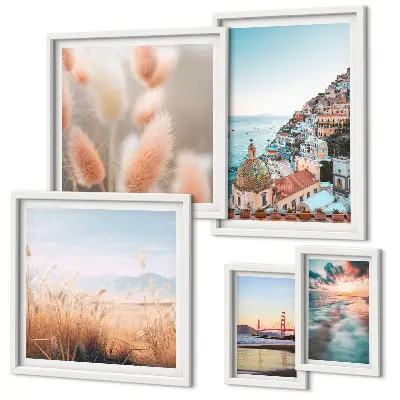 Set of 5 coastal landscape wall art pieces nature themed wall decor