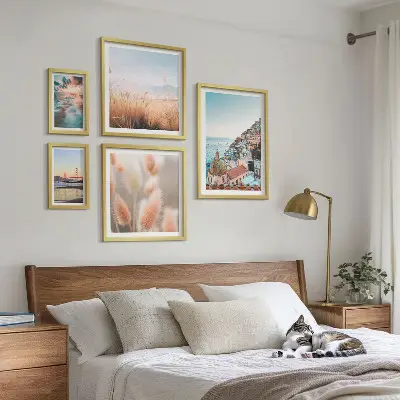 Set of 5 coastal landscape wall art pieces nature themed wall decor