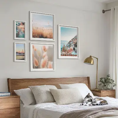 Set of 5 coastal landscape wall art pieces nature themed wall decor