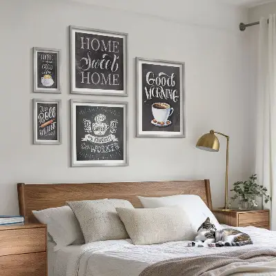 Rustic coffee wall art set set of 5 pieces