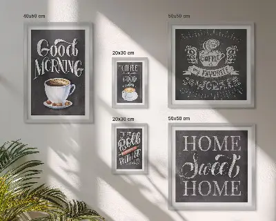 Rustic coffee wall art set set of 5 pieces