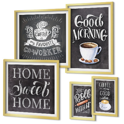 Set of 5 wall art pieces Rustic coffee inspirations
