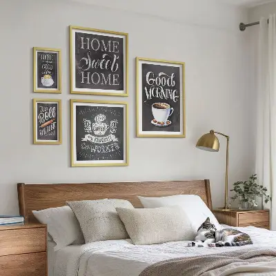 Rustic coffee wall art set set of 5 pieces