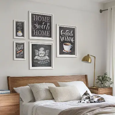 Rustic coffee wall art set set of 5 pieces