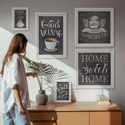 Set of 5 wall art pieces Rustic coffee inspirations