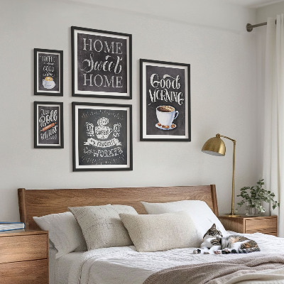 Set of 5 wall art pieces Rustic coffee inspirations