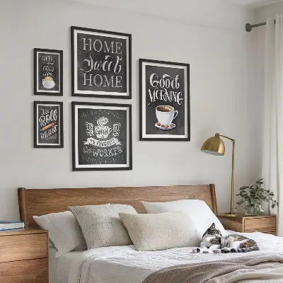 Rustic coffee wall art set set of 5 pieces