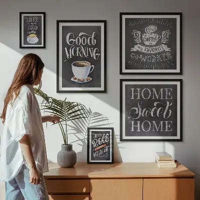 Rustic coffee wall art set set of 5 pieces