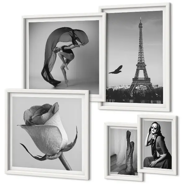 Gallery wall stylish black and white Paris photography