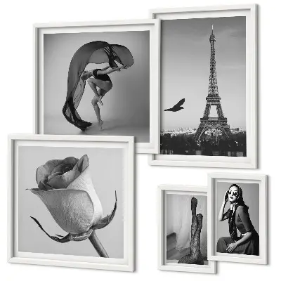 Gallery wall stylish black and white Paris photography