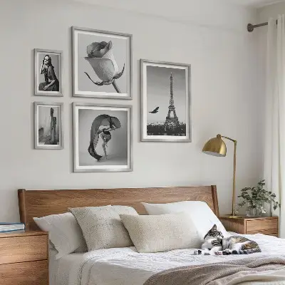 Gallery wall stylish black and white Paris photography