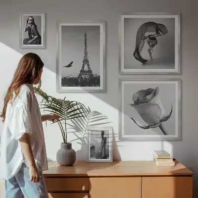 Gallery wall stylish black and white Paris photography