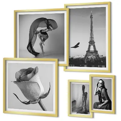 Gallery wall stylish black and white Paris photography