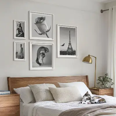 Gallery wall stylish black and white Paris photography