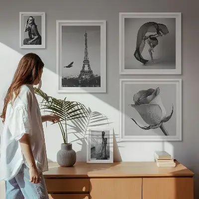 Gallery wall stylish black and white Paris photography