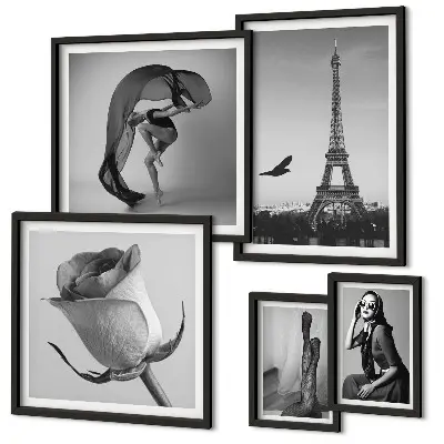 Gallery wall stylish black and white Paris photography