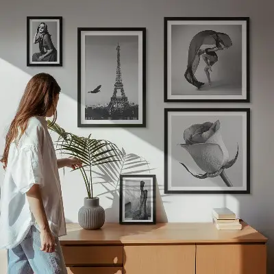 Gallery wall stylish black and white Paris photography