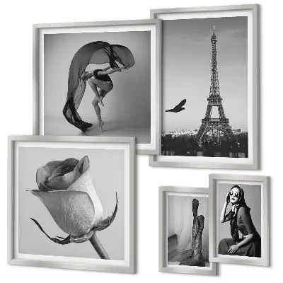 Gallery wall stylish black and white Paris photography