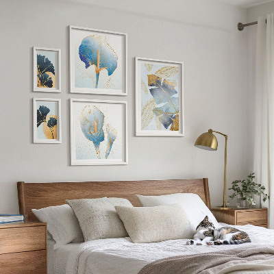 Set of 5 wall art pieces Modern plant motifs