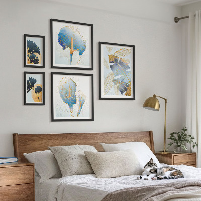 Set of 5 wall art pieces Modern plant motifs