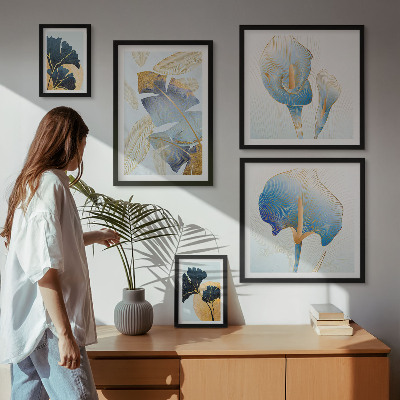 Set of 5 wall art pieces Modern plant motifs