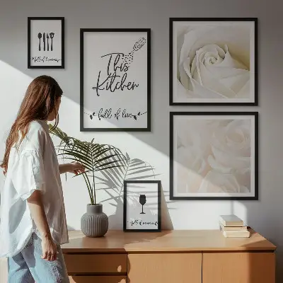 Gallery wall art stylish botanical kitchen decor