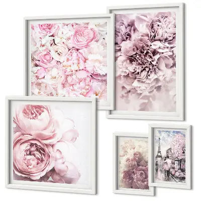 Vintage floral arrangements wall art set of 5 pieces
