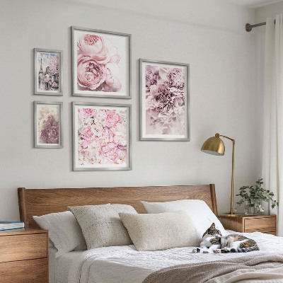 Set of 5 wall art pieces Vintage floral arrangements