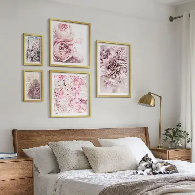 Vintage floral arrangements wall art set of 5 pieces