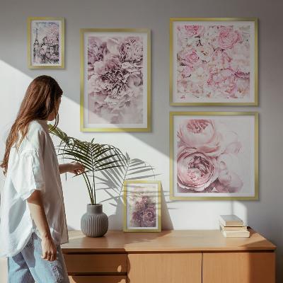 Set of 5 wall art pieces Vintage floral arrangements
