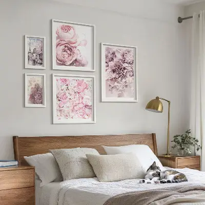 Vintage floral arrangements wall art set of 5 pieces