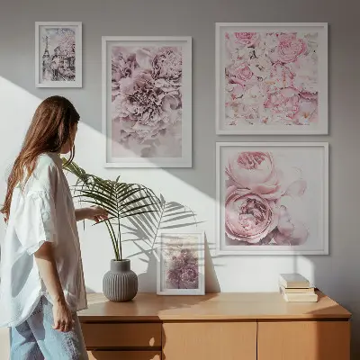 Vintage floral arrangements wall art set of 5 pieces
