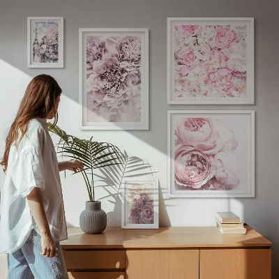 Set of 5 wall art pieces Vintage floral arrangements