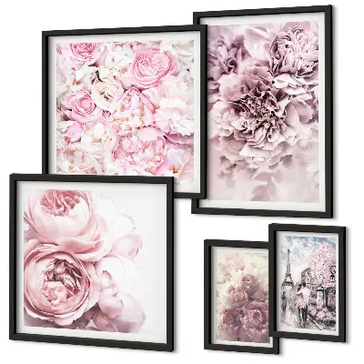 Vintage floral arrangements wall art set of 5 pieces