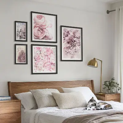 Vintage floral arrangements wall art set of 5 pieces