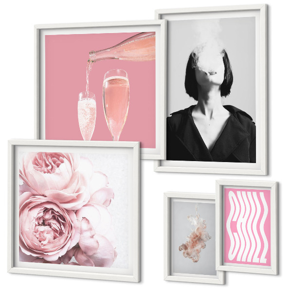 Framed photo set Chill Wine Woman Smoke