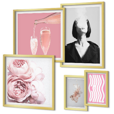 Framed photo set Chill Wine Woman Smoke